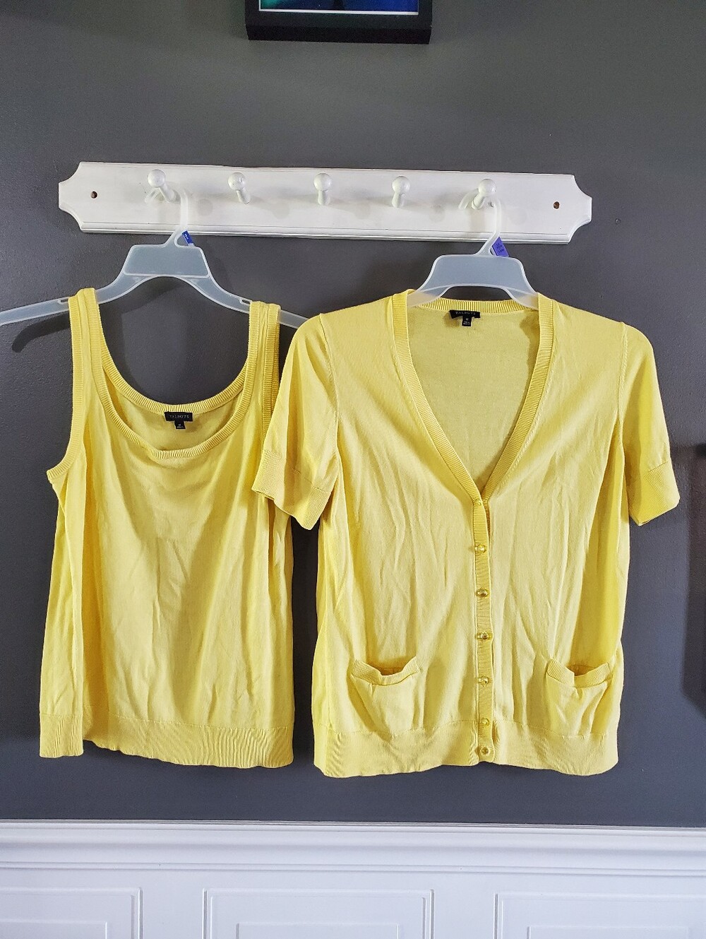 TALBOTS Short Sleeve Twinset Tank Cardigan With Pockets M